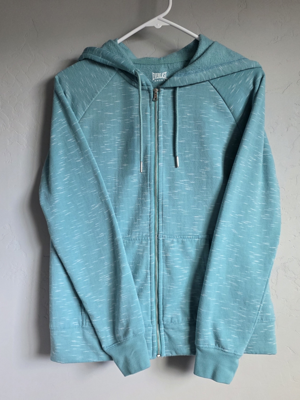 Everlast Teal Full Zip-Up Hoodie with Subtle White Flecking, Women's M